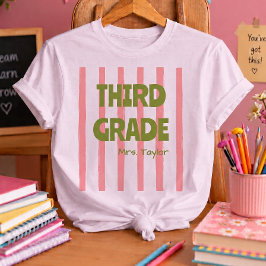 Camiseta Tercer grado personalizado rayas profesor nombre r