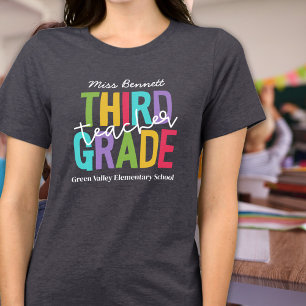 Camiseta Tercer Grado Profesor Colores Brillantes Agregar N