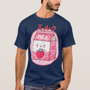 Camiseta Terciopelada fresa suave sacudida rosa Kawaii japo