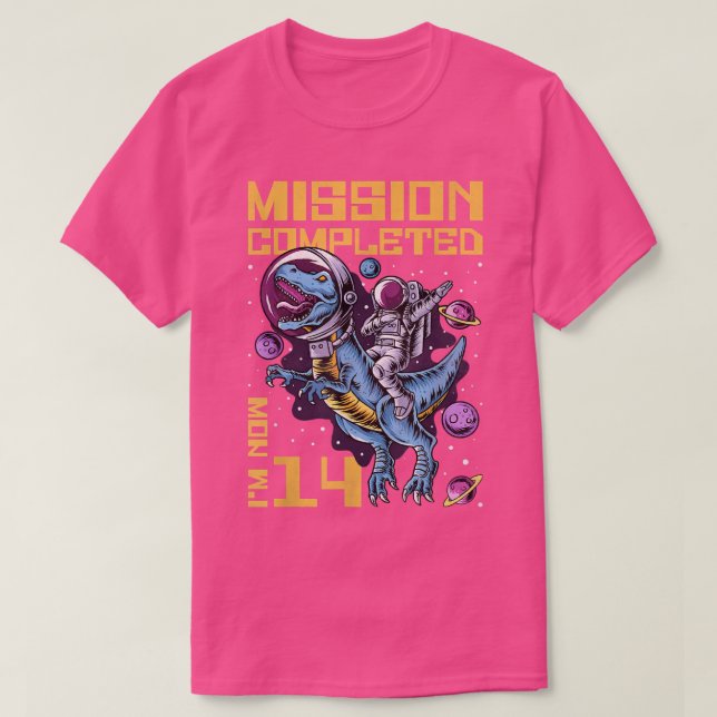 Camiseta Terminada la misión de cumpleaños número 14 (Diseño del anverso)