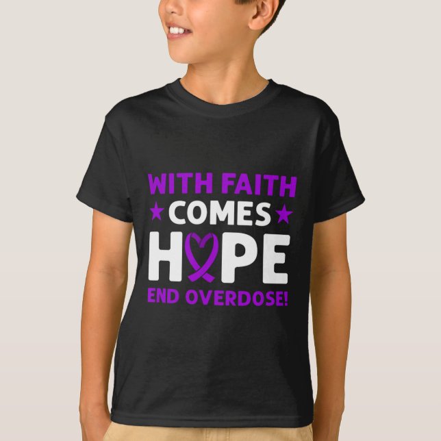 Camiseta ¡Terminar con la sobredosis! Cinta morada. Concien (Anverso)