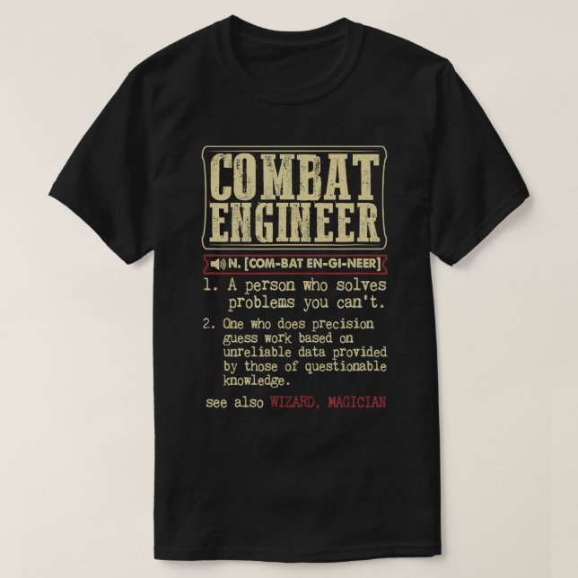 Camiseta Término de diccionario de ingeniero de combate (Diseño del anverso)