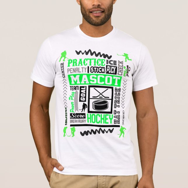 Camiseta Terminología de hockey masculino en verde (Anverso)