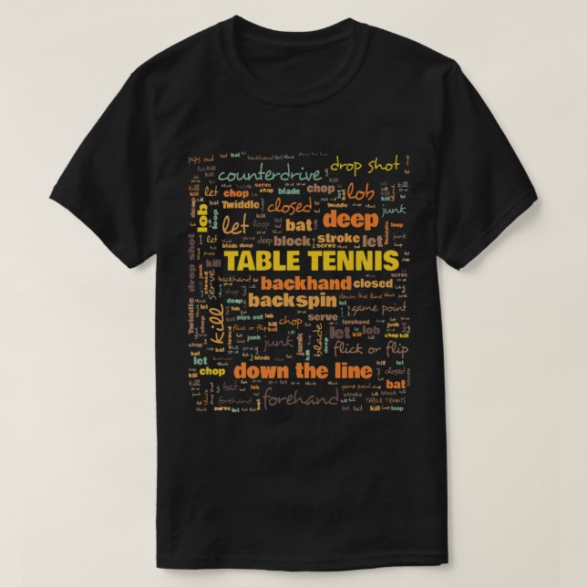 Camiseta Términos de terminología de tenis de mesa utilizad (Diseño del anverso)