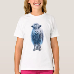 Camiseta Ternero de las Tierras Altas de Lana Estilizada Az