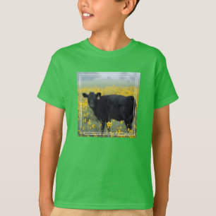 Camiseta Ternero negro en un campo de girasoles