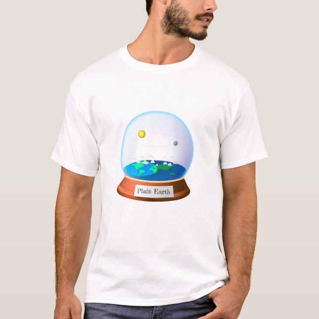 Camiseta Terra Plana em um globo (Anverso)