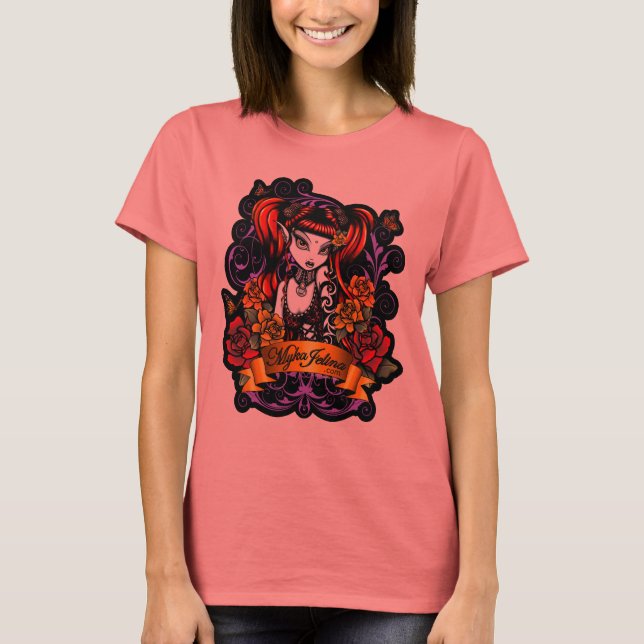 Camiseta Terra Rosa Tattooed Dark Fantasy Black Ringer Tee (Anverso)