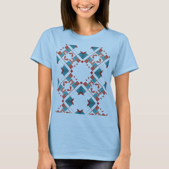 Camiseta Terracota Rojo Verde azulado Azul Crisscross Medit (Anverso)