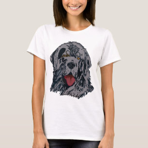 Camiseta Terranova - retrato negro de Newfie