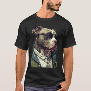 Camiseta Terrier americano Pit Bull divertido con gafas de