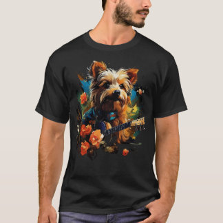Camiseta Terrier australiano tocando guitarra