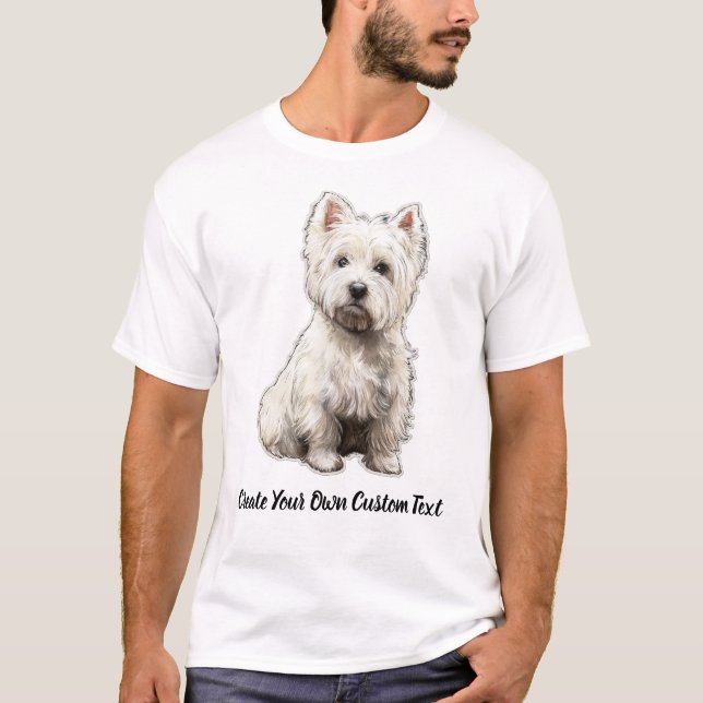 Camiseta Terrier Blanco de West Highland Crea tu Texto (Anverso)