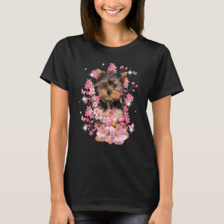 Camiseta Terrier de Yorkshire Flor de Cerezo Flores