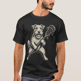 Camiseta Terrier Divertido Jugando Lacrosse Deportes Perro 