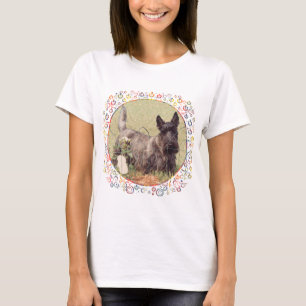 Camiseta Terrier Escocés atigrado con rosas
