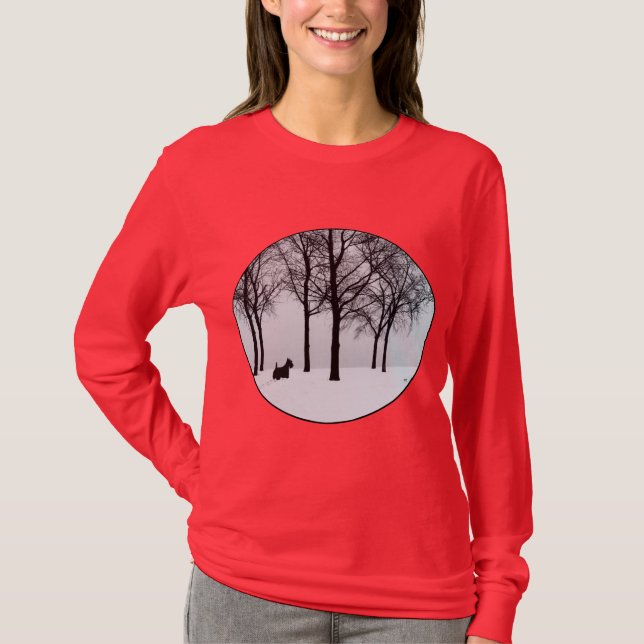 Camiseta Terrier Escocés Bosques de Invierno (Anverso)
