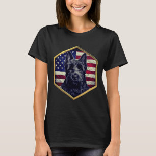 Camiseta Terrier Escocés con Marco Dorado de Bandera Americ