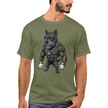 Terrier escocés, musculoso, tatuado, culturista