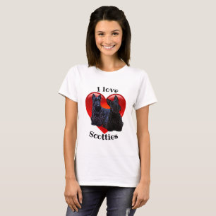 Camiseta Terrier escocés negro/ amo a los Scotties / corazó