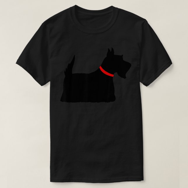 Camiseta Terrier escocés negro con perro escocés de cuello  (Diseño del anverso)