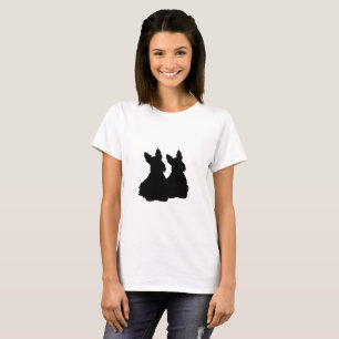 Camiseta Terrier escocés negro sentado/silueta