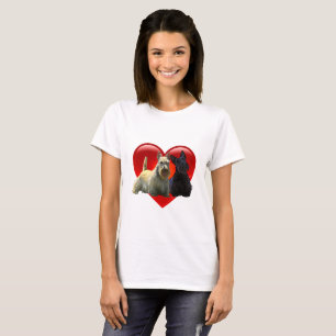 Camiseta Terrier escocés negro/trigo, corazón rojo