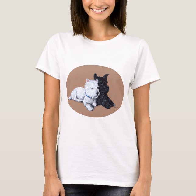 Camiseta Terrier Escocés y Terrier Blanco de West Higland (Anverso)