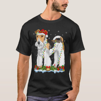 Camiseta Terrier Fox de Alambre Perro Luces de Navidad Terr