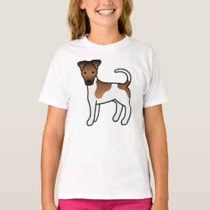 Camiseta Terrier Fox Liso Blanco y Marón Perro de Dibujos A