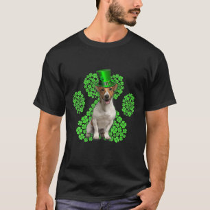 Camiseta Terrier Jack Russell Shamrock Pata Tréboles Día de