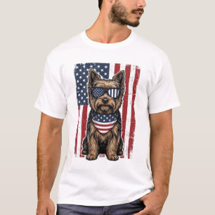 Camiseta Terrier Patriótico Diseño Vectorial de Bandera Vin
