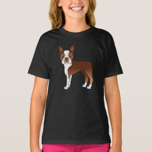 Camiseta Terrier Rojo de Boston Dibujo de Perro de Dibujos