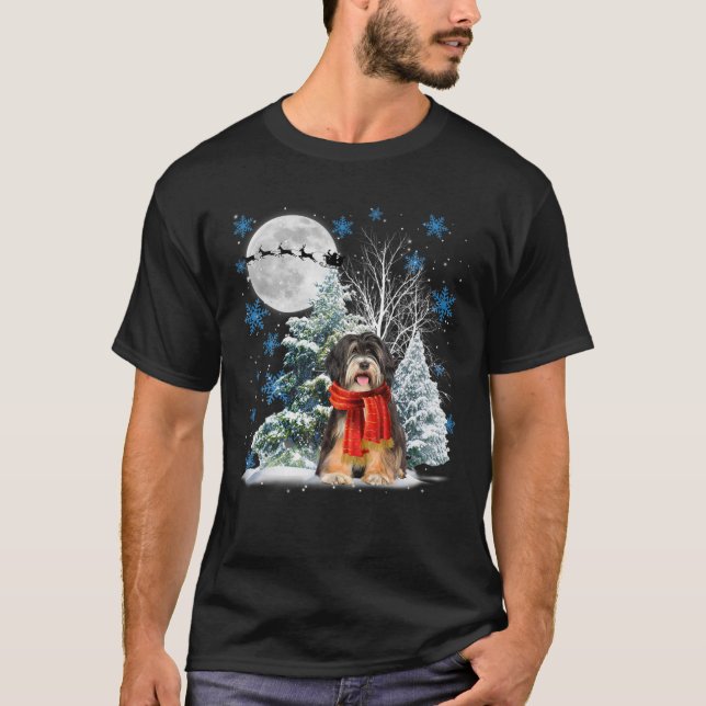 Camiseta Terrier tibetano bajo la luz de la luna Navidades  (Anverso)