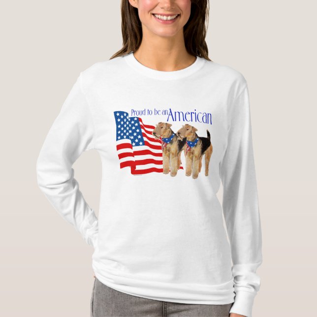 Camiseta Terriers Airedale Patrióticos (Anverso)