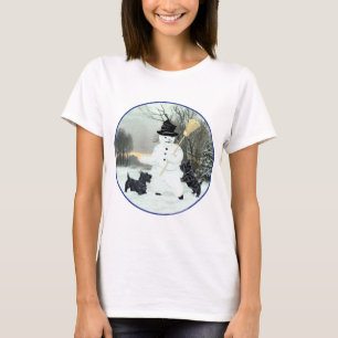 Camiseta Terriers Escoceses Construyen un Muñeco de Nieve