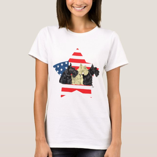 Camiseta Terriers escoceses patrióticos (Anverso)