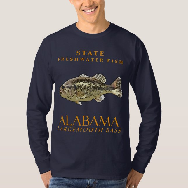Camiseta Territorio De Alabama Agua Dulce Pescado De Largem (Anverso)