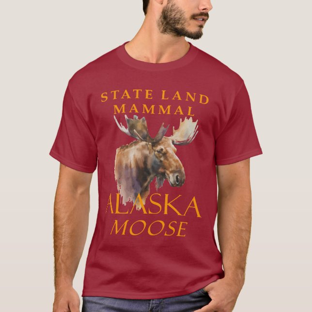 Camiseta Territorio de Alaska Mammal El Moose Artístico (Anverso)