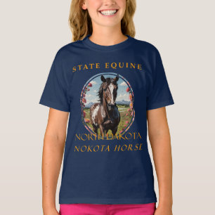 Camiseta Territorio de Dakota del Norte Caballo de Nokota