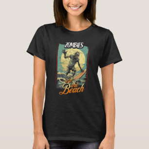 Camiseta Terror Retro de No Muertos Zombies en la Playa S