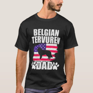 Camiseta Tervuren Dad Belga Perro Bandera Estadounidense