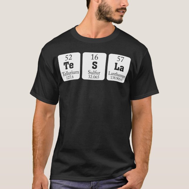 Camiseta Tesla de tabla periódica (Anverso)