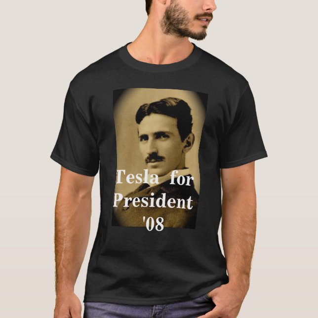 Camiseta Tesla para el presidente '08 - oscuridad (Anverso)