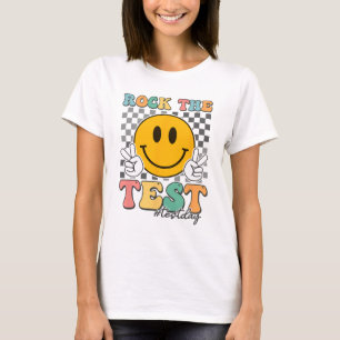 Camiseta Test Day Groovy Smile Checkered Rock