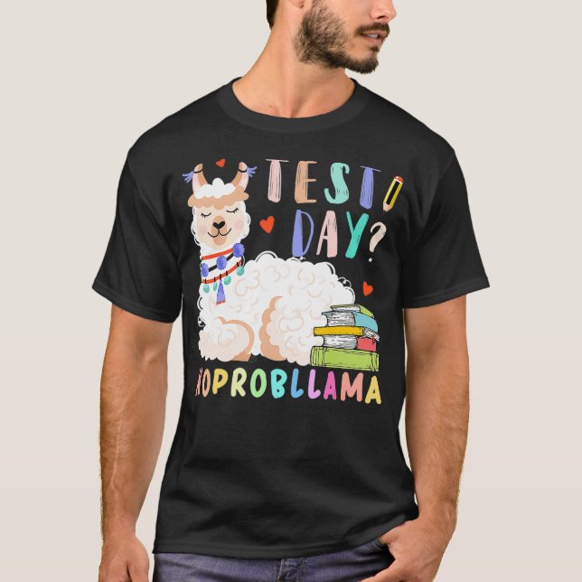 Camiseta Test Day No Probllama Llama Teacher Teaching Testi (Anverso)