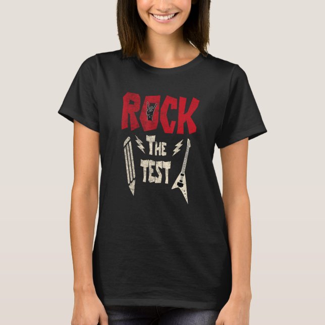 Camiseta Test Day Rock The Rock Teacher Student Testing Ex (Anverso)