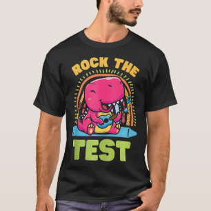 Camiseta Test Day Rock the Test Cute Funny Dinosaur Guitar