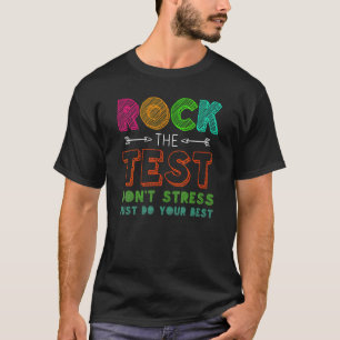 Camiseta Test Day Rock the Test Rainbow Leopard Teacher Stu