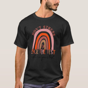 Camiseta Test Day Rock the Test Rainbow Leopard Teacher Stu